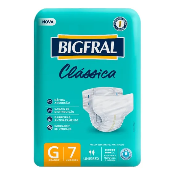Fralda Geriátrica Bigfral Clássica Tamanho G - 8 Pacotes Com Foto 1