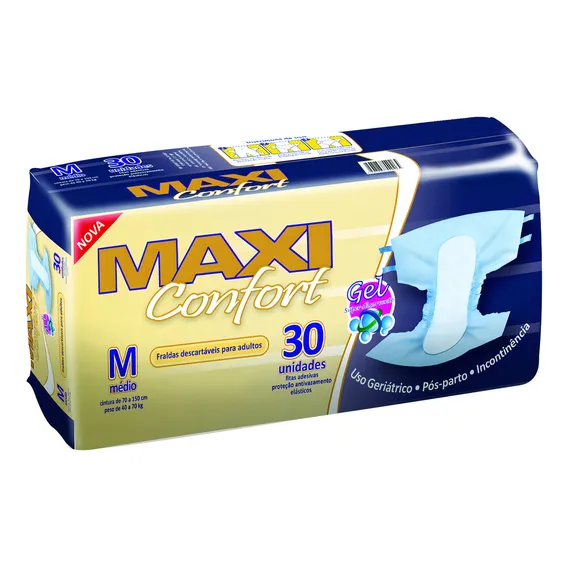 Fralda Geriátrica Maxiconfort Pacote Econômico Tamanho Médio (M) Foto 1
