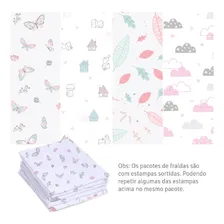 Fralda Luxo com Bainha Estampa Menina 70x67cm Papi 5 Unidades Foto mini 2