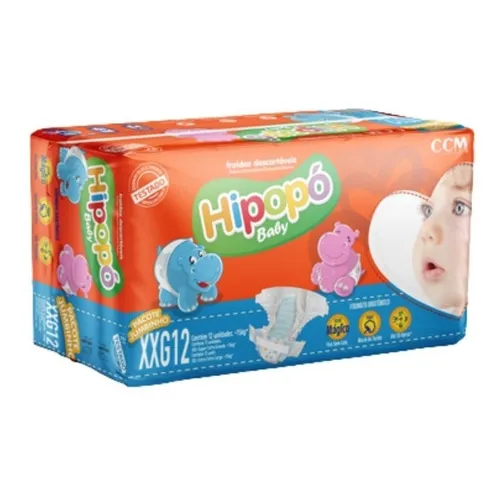 Fraldas Descartáveis Hipopó Bebê P, M, G, Xg, Xxg Foto 1