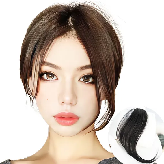 Franja Aplique Tic Tac Idêntico Cabelo Humano Fibra Premium Cor Marrom Foto 1