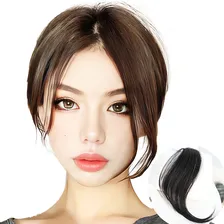 Franja Aplique Tic Tac IdĂȘntico Cabelo Humano Fibra Premium Cor Marrom Foto mini 1
