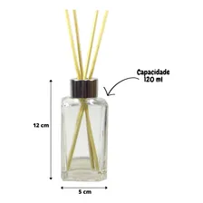 Frasco Aromatizador De Vidro Com Tampa E Varetas 120ml Foto mini 3