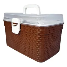 Frasqueira Rattan Tradicional Nitron Maleta G Com Bandeja Cor Marrom Foto mini 1