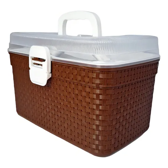 Frasqueira Rattan Tradicional Nitron Maleta G Com Bandeja Cor Marrom Foto 1