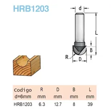 Fresa Meia Cana R6,3 12,7mm X 8mm H6/39 (hrb1203) Wpw Foto mini 2