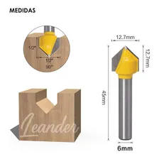 Fresa V-bit 90° Cnc Entalhe, Dobra, Escrita, Vinco Haste 6mm Foto mini  2
