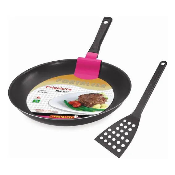 Frigideira AlumĂnio Antiaderente Preta 28cm + Espátula Foto 1