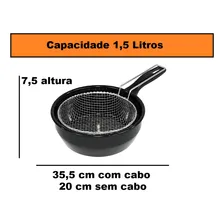 Frigideira Fritatudo Fritadeira Cesto 20cm Esmaltada Roa Cor Preto Foto mini 4