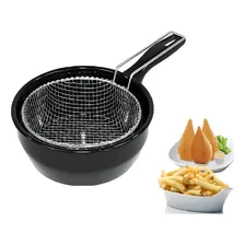 Frigideira Fritatudo Fritadeira Cesto 20cm Esmaltada Roa Cor Preto Foto mini 3