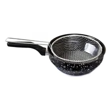 Frigideira Fritatudo Fritadeira Cesto 20cm Esmaltada Roa Cor Preto Foto mini 2