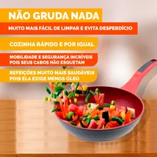 Frigideira Indução Antiaderente Vermelha Fundo Triplo 24cm Foto mini 4