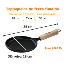Frigideira Tapioca Ferro 18 Cm Cabo Madeira Panela Mineira Foto mini  2