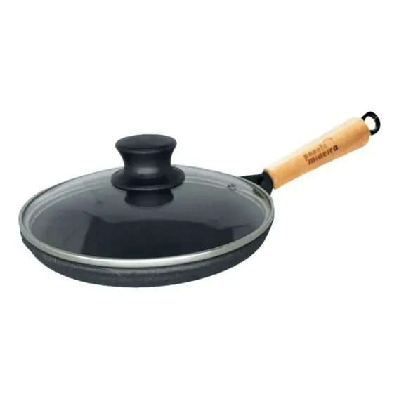 Frigideira Tapioca Ferro Fundido 19cm Com Tampa Vidro Foto 1