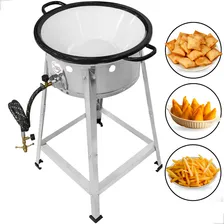 Fritadeira A GĂĄs 7 L Inox Fritador Pasteleiro Cavalete Comercial Tacho NÂș16 Esmaltado Para Frituras Em Geral Pastel Batata Frita Salgados Marca Cozinha Gourmet Foto mini 1