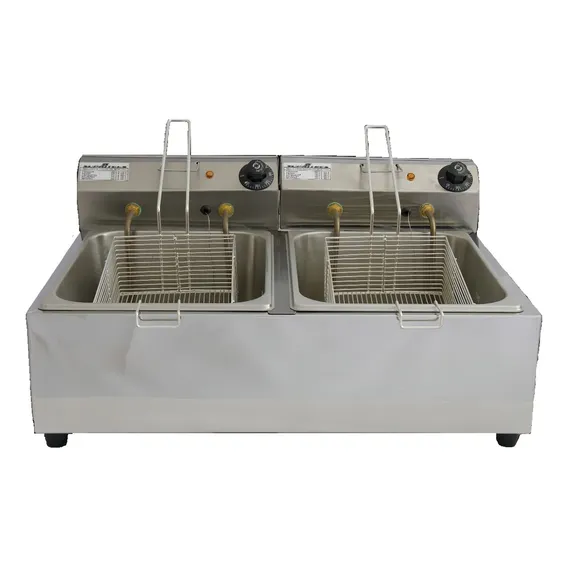 Fritadeira Elétrica 10l Fritador Profissional Dupla 5l Inox Foto 1