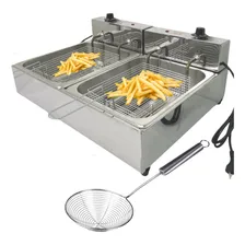 Fritadeira Elétrica 2 Cubas 5 Litros Industrial Inox 220V Foto mini 1