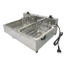 Fritadeira Elétrica 2 Cubas 5 Litros Industrial Inox 220V Foto mini 2