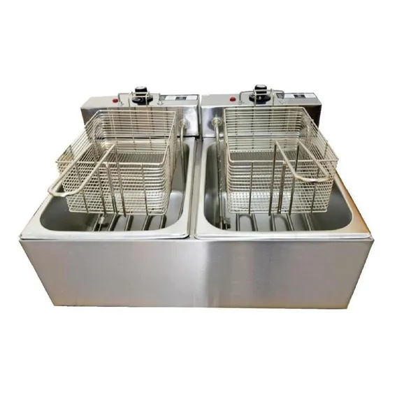 Fritadeira Elétrica 2 Cubas Plus Aço Inox 12l 4000w Foto 1