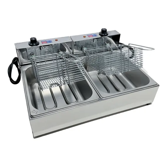 Fritadeira Elétrica Industrial 2 Cubas 10 Litros Inox 110v Foto 1