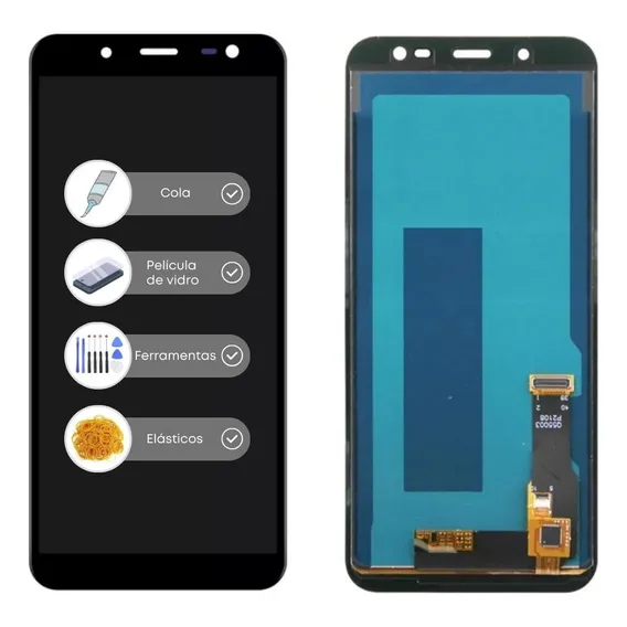 Frontal Tela Display Touch Para J6 J600 Cor Preto Foto 1