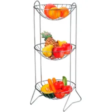 Fruteira Cromada Com 3 Cestos Frutta E Verdure Future Cor Prata Foto mini 1