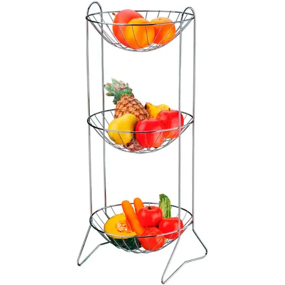 Fruteira Cromada Com 3 Cestos Frutta E Verdure Future Cor Prata Foto 1