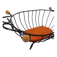 Fruteira De Mesa Cozinha Aramado Argola Ferro Madeira Sitio Cor Preto Foto mini 4