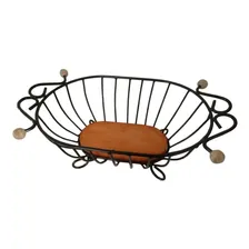 Fruteira De Mesa Cozinha Aramado Argola Ferro Madeira Sitio Cor Preto Foto mini 2