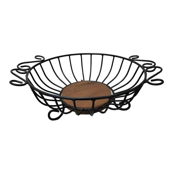 Fruteira de mesa Joyce Fruteira oval de mesa ferro e madeira x 1u - preto Foto 1