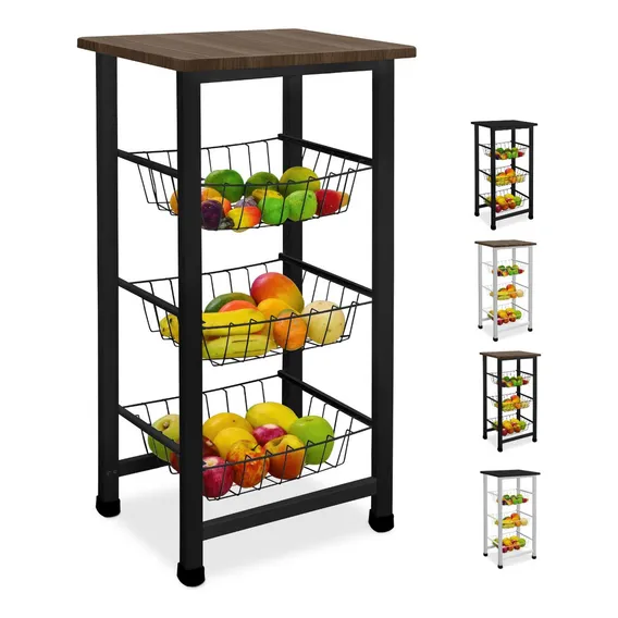 Fruteira Isis de Metal e Madeira Utility Pet & Lar Cor Preto/marrom Foto 1