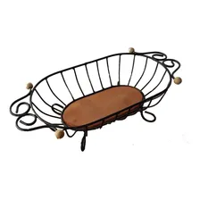 Fruteira Mesa Rustica Ferro Madeira Oval Retangular Grande Cor Preta Foto  mini 1
