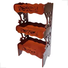 Fruteira Multiuso Fruteira De Mesa Fruteira Organizadora Cor Madeira Mogno Foto  mini 1
