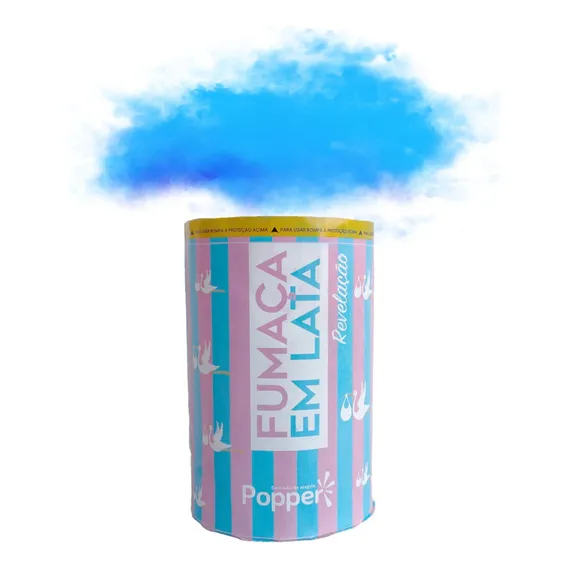 Fumaça Colorida Lata 75mm Grande ChÔ Revelação Azul Foto 1