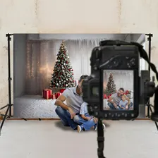 Fundo Fotográfico Tecido Sublimado 3d Newborn Natal 260x170 Cor Natal Arvore - 265 Foto mini 2