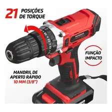 Furadeira E Parafusadeira Pf-09m Bateria Vermelha Mondial Foto mini 4