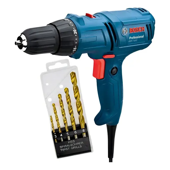 Furadeira Parafus. 3/8 400w + Kit De Brocas Gsr 7-14e Bosch Cor Azul 220v Foto 1