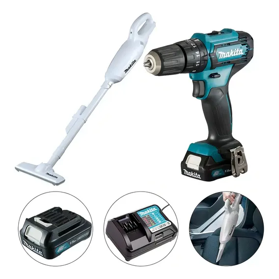 Furadeira Parafusadeira A Bateria 12v + Aspirador Makita Foto 1
