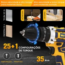 Furadeira Parafusadeira Profissional 36v Sem Fio 2 Baterias 1300mah 1400rpm 35 Nm, Kit Furadeira Parafusadeira Elétrica De Acessórios E Maleta Ferramenta Elétrica Para Perfuração E Fixação WeToke Foto mini 4