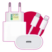 Fussen Fonte Carregador Compatível Com iPhone Cabo + Fonte Usb-c 20w Rápido Cor Branco Foto  mini 1