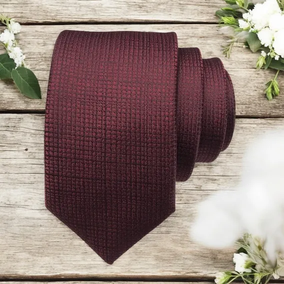 G505 Gravata Masculina Gravata Slim Presentes Casamentos Cor Marsala Foto 1