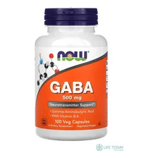 Gaba 500mg 100 Veg Caps Now Foods C/ Vitamina B6 Foto  mini 1