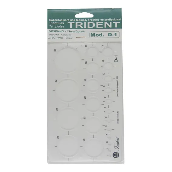 Gabarito Para Desenho Trident Circulógrafo Milímetros D-1 Foto 1