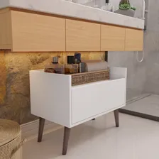 Gabinete Armário Multiuso Grécia Porta Banheiro Organizador Móvel Branco Foto mini  3