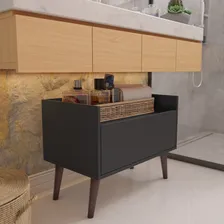 Gabinete Armário Multiuso Grécia Porta Banheiro Organizador Móvel Preto Foto mini  3
