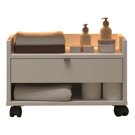 Gabinete Arm谩rio Multiuso Prisma Banheiro Organizador M贸vel Bege Foto 1
