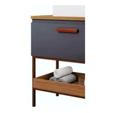 Gabinete Armário Para Banheiro Com Cuba Portinari Mdf Mgm Móvel Cinza Foto mini 4