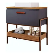 Gabinete Armário Para Banheiro Com Cuba Portinari Mdf Mgm Móvel Cinza Foto mini 1