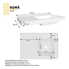 Gabinete Armà rio Para Banheiro Em Aço Romã Branco 60 cm Com Pia Em Mármore Sintético Suspenso Com 2 Gavetas E 1 Porta Pintura Eletrostática Foto mini 2