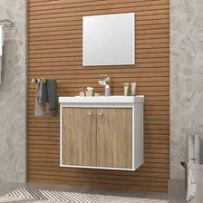 Gabinete Banheiro em mdf com pia cuba Bergamo Riverzza cor branco Foto mini  3